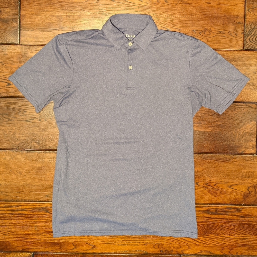 Mizzen + Main Blue Purple Short Sleeve Polo Shirt Made In America Men's Size S
